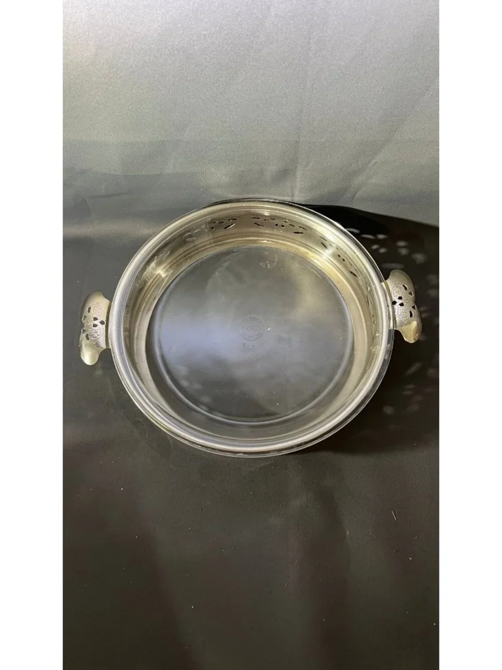 Vintage Pyrex 209 Clear Glass & Silverplate Casserole Dish Holder